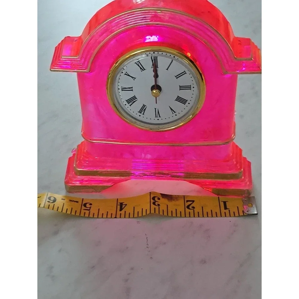 Handmade Resin Desk Clock Decoration‎ Gift  Pink Gold  732